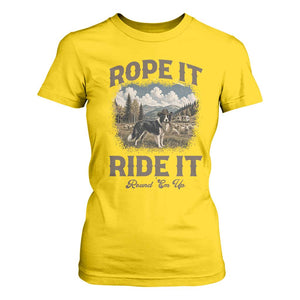 Border Collie Cowboy Farm Dog T Shirt For Women Rope It Ride It Round Em Up Ranch Life Gift TS12 Daisy Print Your Wear