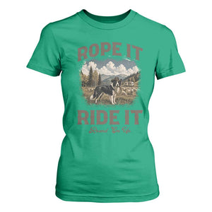 Border Collie Cowboy Farm Dog T Shirt For Women Rope It Ride It Round Em Up Ranch Life Gift TS12 Irish Green Print Your Wear