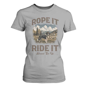 Border Collie Cowboy Farm Dog T Shirt For Women Rope It Ride It Round Em Up Ranch Life Gift TS12 Sport Gray Print Your Wear