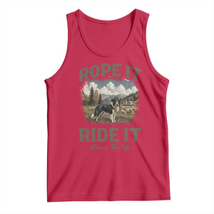 Border Collie Cowboy Farm Dog Tank Top Rope It Ride It Round Em Up Ranch Life Gift TS12 Red Print Your Wear