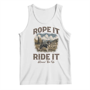 Border Collie Cowboy Farm Dog Tank Top Rope It Ride It Round Em Up Ranch Life Gift TS12 White Print Your Wear