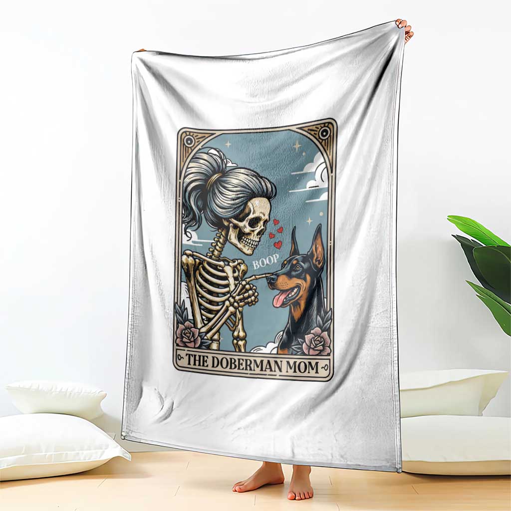 The Doberman Mom Skeleton Tarot Card Throw Blanket Boop Dobie Halloween Dog Lover Gift