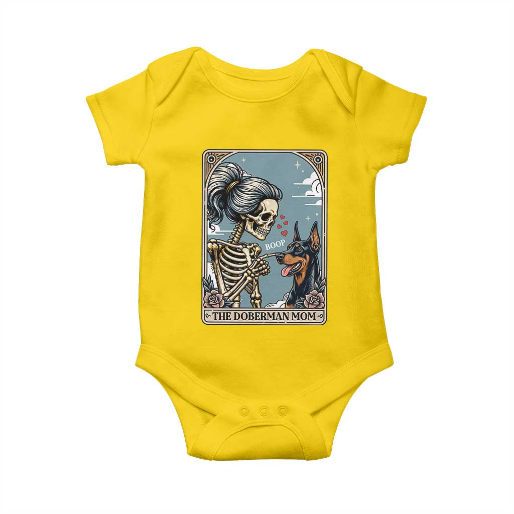 The Doberman Mom Skeleton Tarot Card Baby Onesie Boop Dobie Halloween Dog Lover Gift TS12 Daisy Print Your Wear