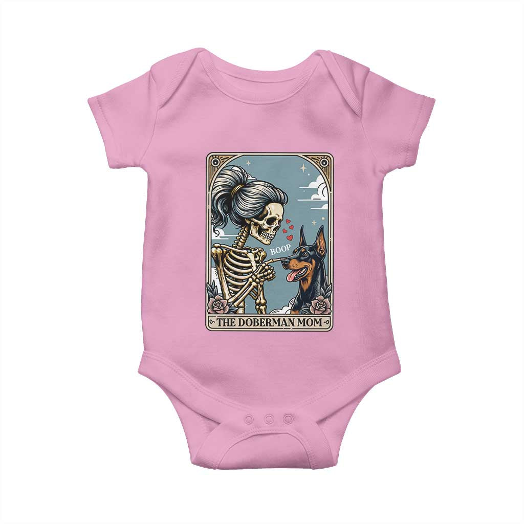 The Doberman Mom Skeleton Tarot Card Baby Onesie Boop Dobie Halloween Dog Lover Gift TS12 Light Pink Print Your Wear