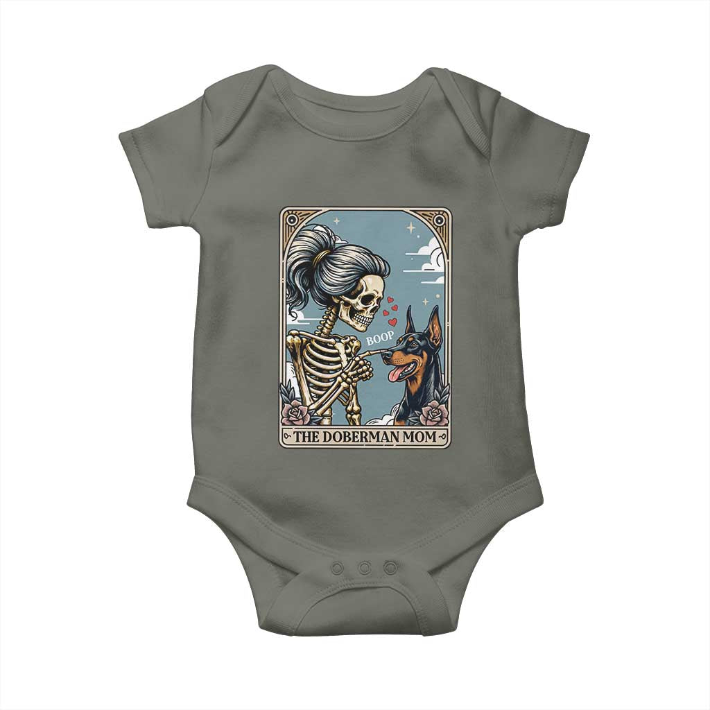 The Doberman Mom Skeleton Tarot Card Baby Onesie Boop Dobie Halloween Dog Lover Gift TS12 Military Green Print Your Wear