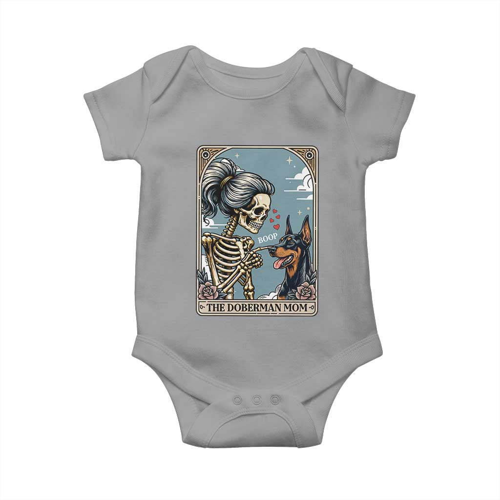 The Doberman Mom Skeleton Tarot Card Baby Onesie Boop Dobie Halloween Dog Lover Gift TS12 Sport Gray Print Your Wear