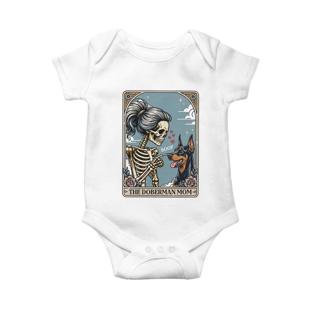The Doberman Mom Skeleton Tarot Card Baby Onesie Boop Dobie Halloween Dog Lover Gift TS12 White Print Your Wear