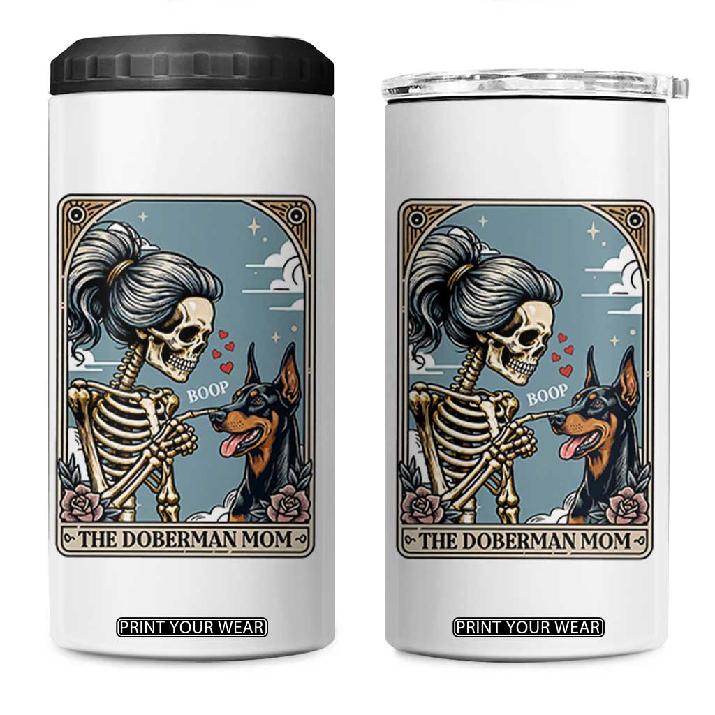 The Doberman Mom Skeleton Tarot Card 4 in 1 Can Cooler Tumbler Boop Dobie Halloween Dog Lover Gift TS12 One Size: 16 oz White Print Your Wear