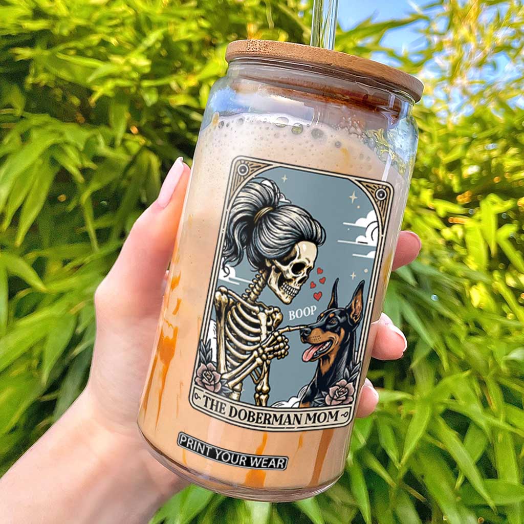 The Doberman Mom Skeleton Tarot Card Glass Can Boop Dobie Halloween Dog Lover Gift TS12 White Print Your Wear