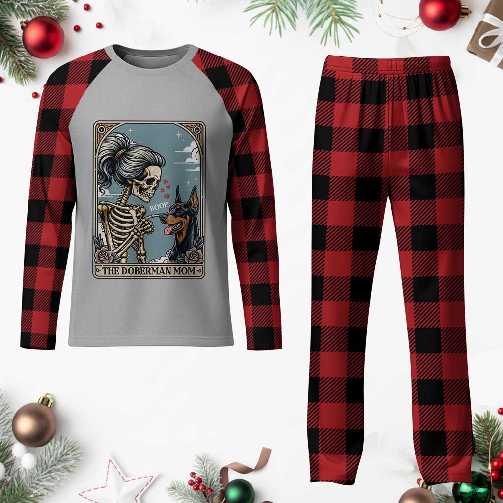 The Doberman Mom Skeleton Tarot Card Plaid Pajama Set Boop Dobie Halloween Dog Lover Gift TS12 Buffalo Plaid Print Your Wear