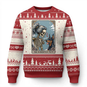 The Doberman Mom Skeleton Tarot Card Ugly Christmas Sweater Boop Dobie Halloween Dog Lover Gift TS12 Beige Red Print Your Wear
