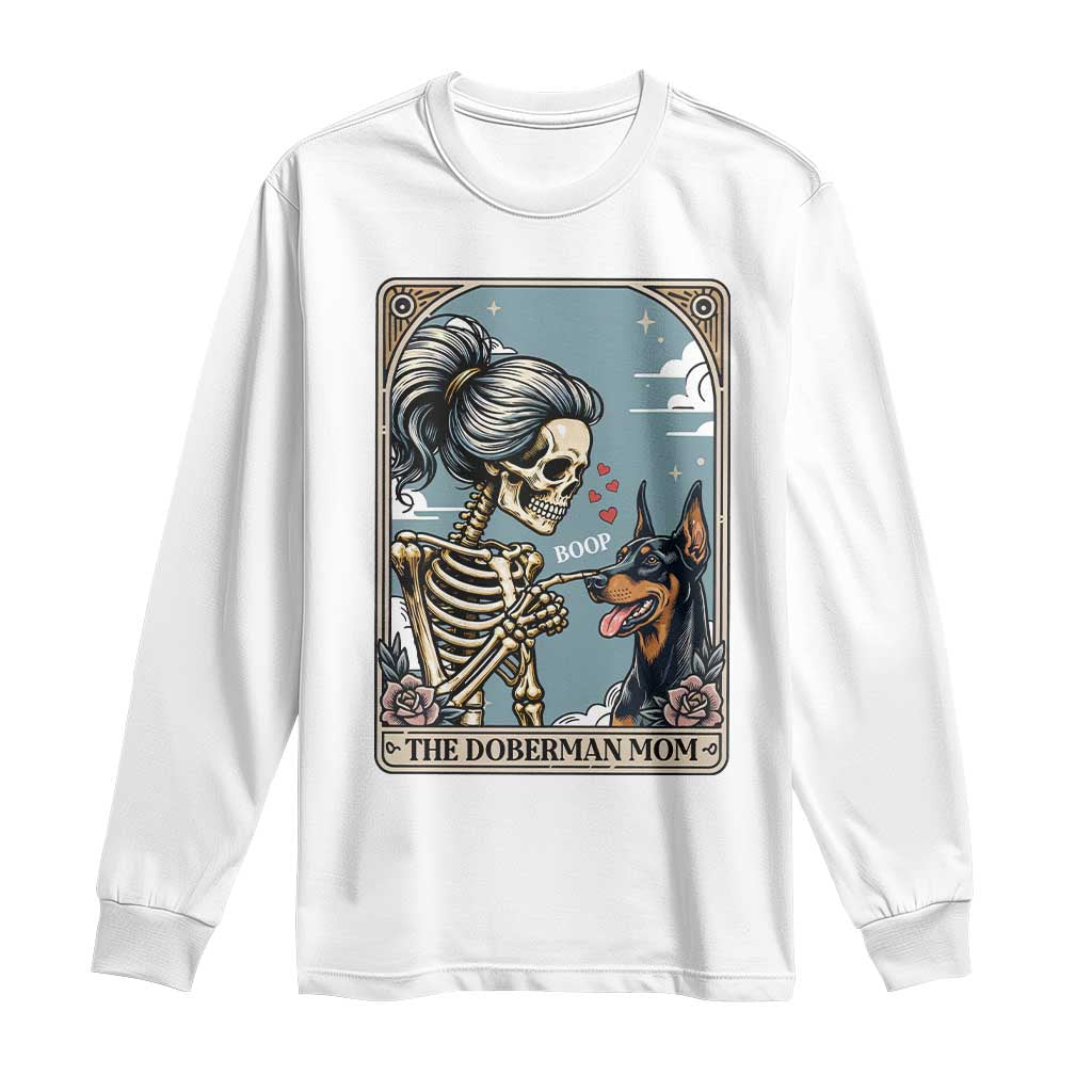 The Doberman Mom Skeleton Tarot Card Long Sleeve Shirt Boop Dobie Halloween Dog Lover Gift TS12 White Print Your Wear