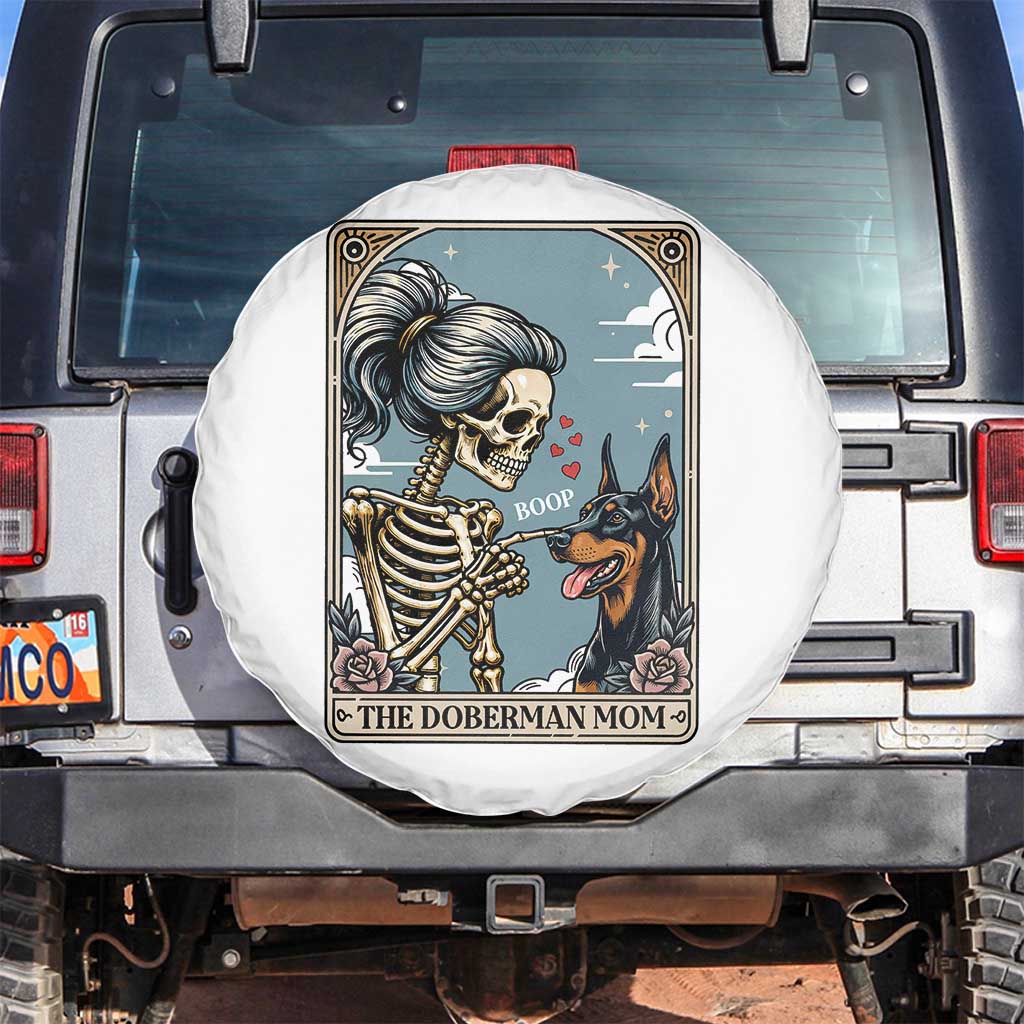The Doberman Mom Skeleton Tarot Card Spare Tire Cover Boop Dobie Halloween Dog Lover Gift TS12 No hole White Print Your Wear