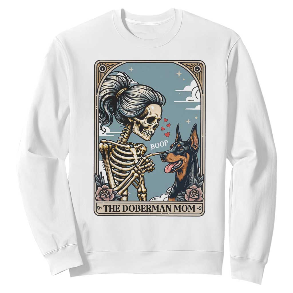 The Doberman Mom Skeleton Tarot Card Sweatshirt Boop Dobie Halloween Dog Lover Gift TS12 White Print Your Wear