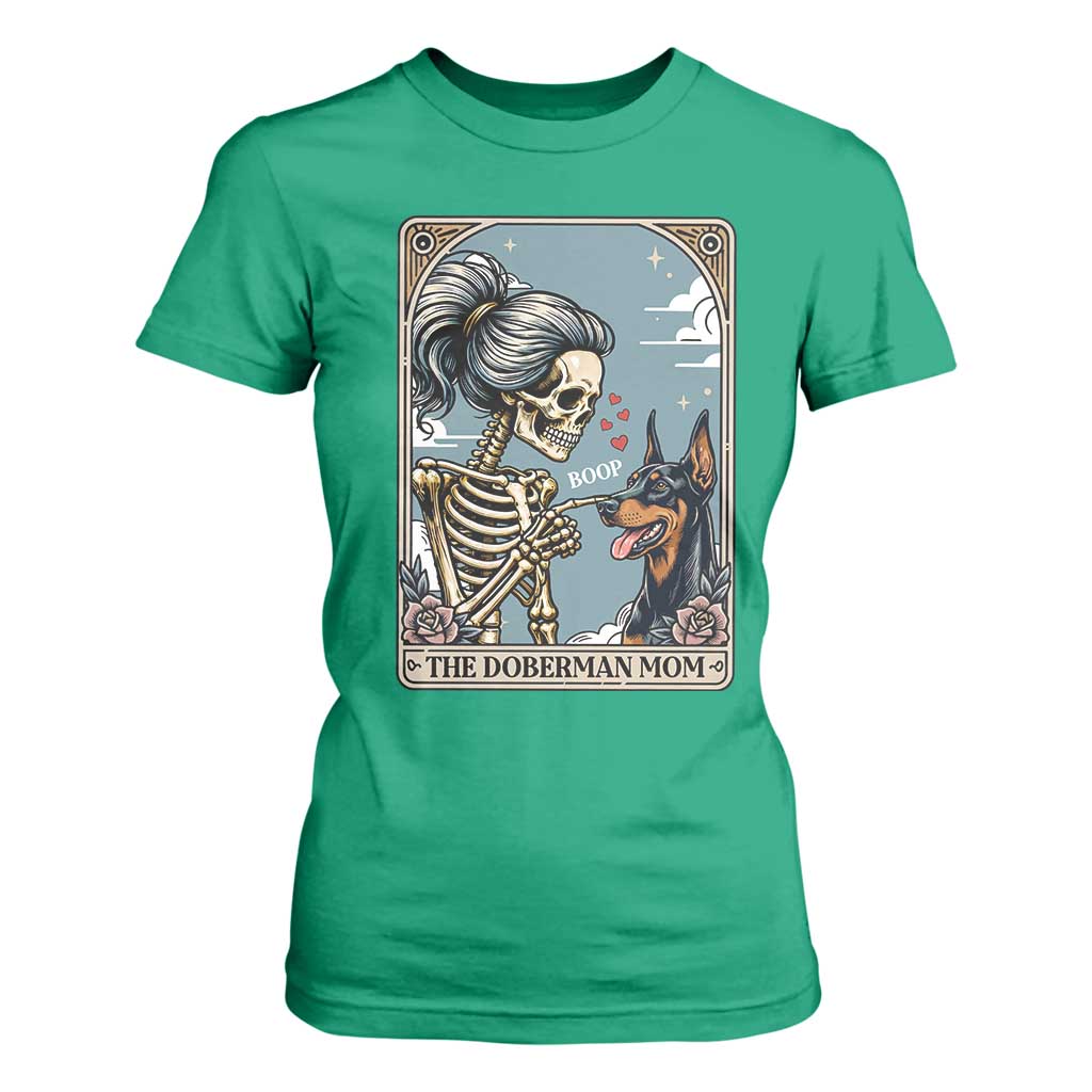 The Doberman Mom Skeleton Tarot Card T Shirt For Women Boop Dobie Halloween Dog Lover Gift TS12 Irish Green Print Your Wear