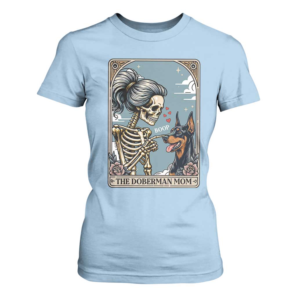 The Doberman Mom Skeleton Tarot Card T Shirt For Women Boop Dobie Halloween Dog Lover Gift TS12 Light Blue Print Your Wear