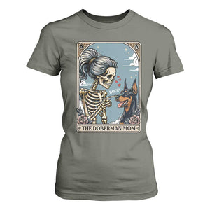 The Doberman Mom Skeleton Tarot Card T Shirt For Women Boop Dobie Halloween Dog Lover Gift TS12 Military Green Print Your Wear