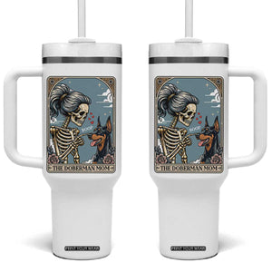 The Doberman Mom Skeleton Tarot Card Tumbler With Handle Boop Dobie Halloween Dog Lover Gift