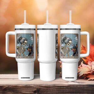 The Doberman Mom Skeleton Tarot Card Tumbler With Handle Boop Dobie Halloween Dog Lover Gift