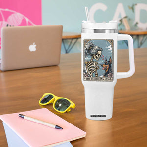 The Doberman Mom Skeleton Tarot Card Tumbler With Handle Boop Dobie Halloween Dog Lover Gift