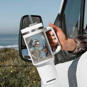 The Doberman Mom Skeleton Tarot Card Tumbler With Handle Boop Dobie Halloween Dog Lover Gift