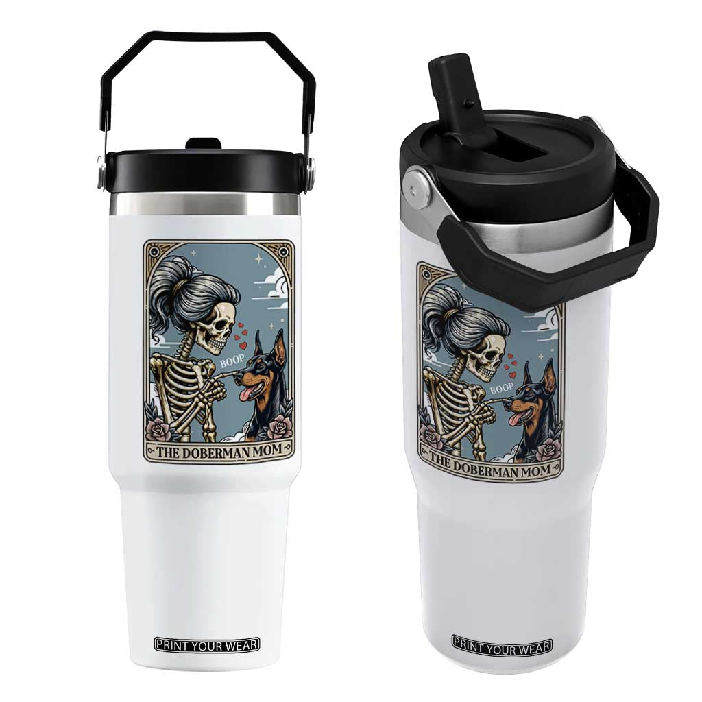 The Doberman Mom Skeleton Tarot Card Flip Straw Tumbler Boop Dobie Halloween Dog Lover Gift TS12 One Size: 30 oz White Print Your Wear