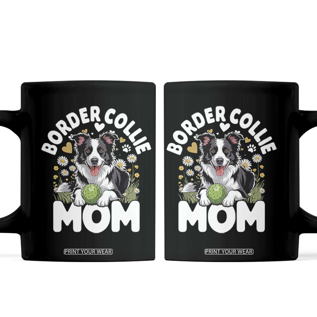 Cute Border Collie Mom Coffee Mug Flower Floral Dog Lover Gift