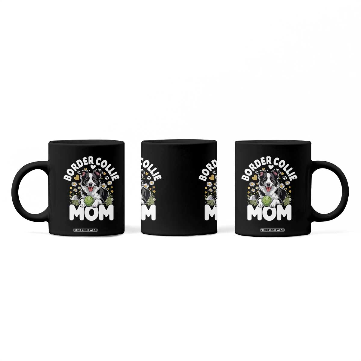 Cute Border Collie Mom Coffee Mug Flower Floral Dog Lover Gift