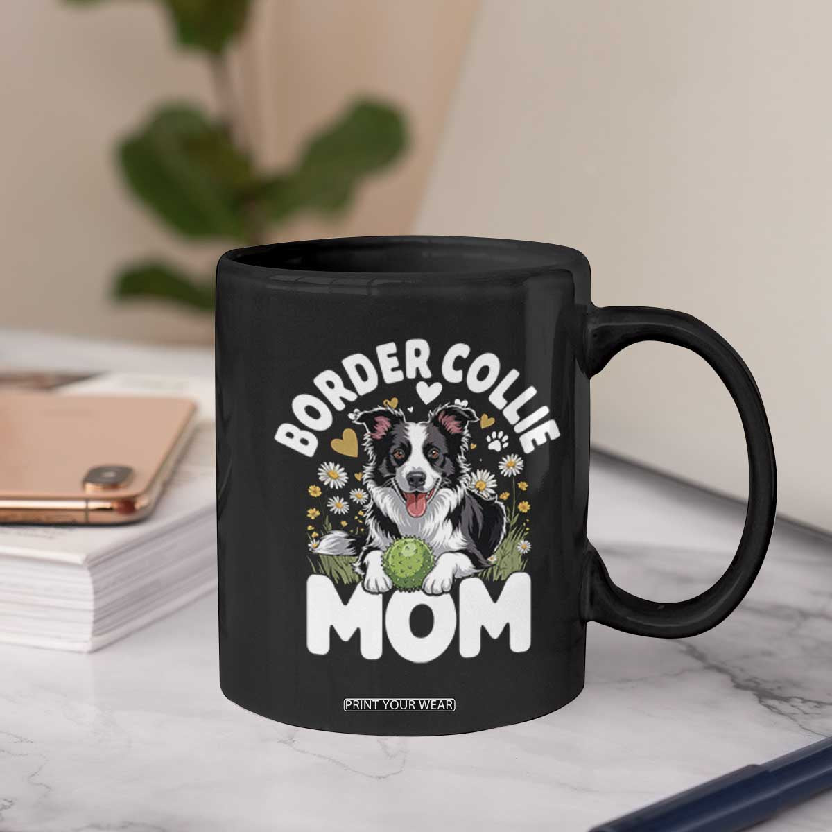 Cute Border Collie Mom Coffee Mug Flower Floral Dog Lover Gift
