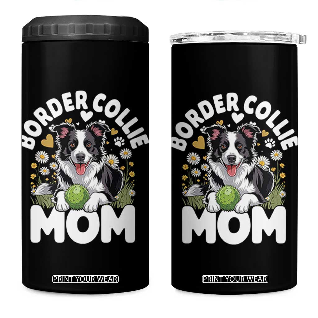 Cute Border Collie Mom 4 in 1 Can Cooler Tumbler Flower Floral Dog Lover Gift TS12 One Size: 16 oz Black Print Your Wear