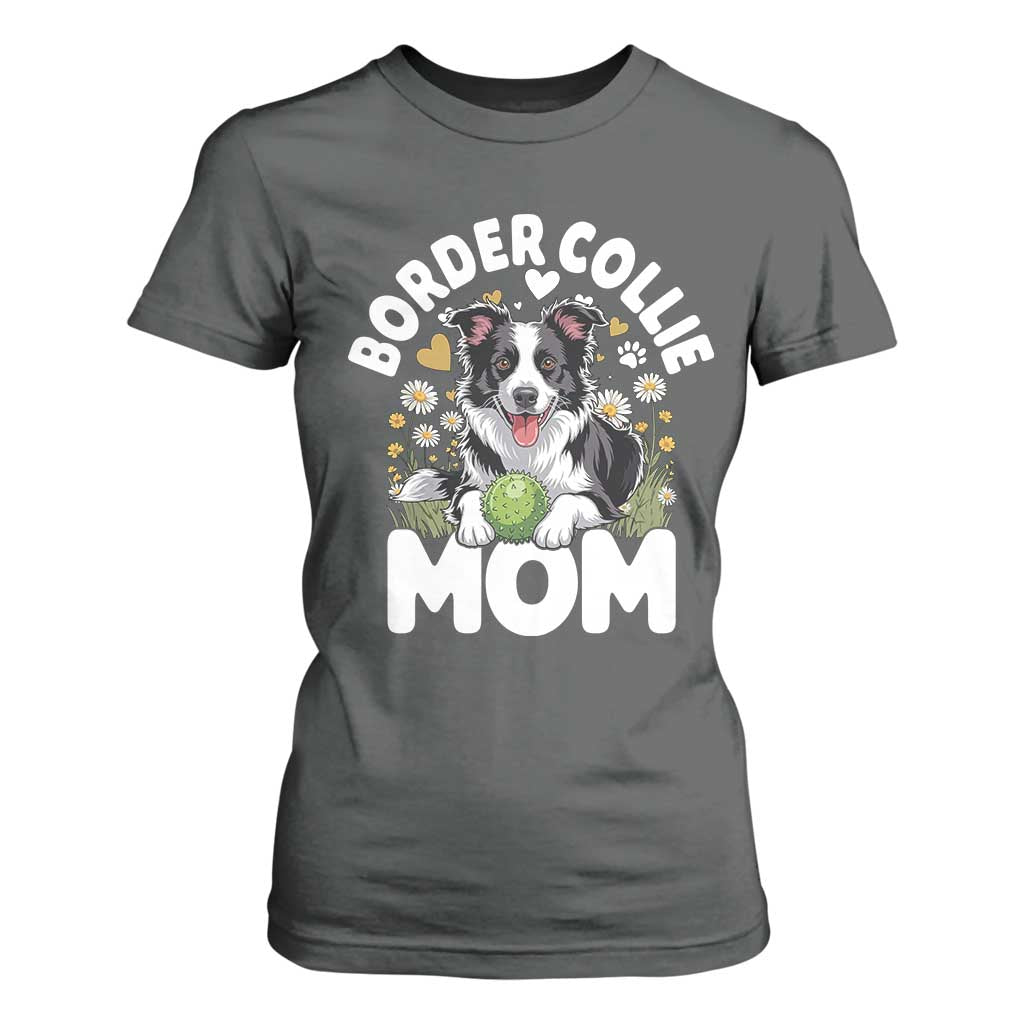 Cute Border Collie Mom T Shirt For Women Flower Floral Dog Lover Gift TS12 Dark Heather Print Your Wear