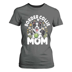 Cute Border Collie Mom T Shirt For Women Flower Floral Dog Lover Gift TS12 Dark Heather Print Your Wear