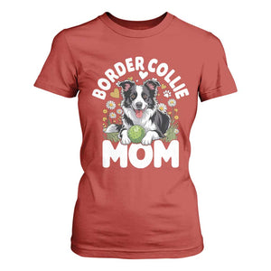 Cute Border Collie Mom T Shirt For Women Flower Floral Dog Lover Gift TS12 Red Print Your Wear