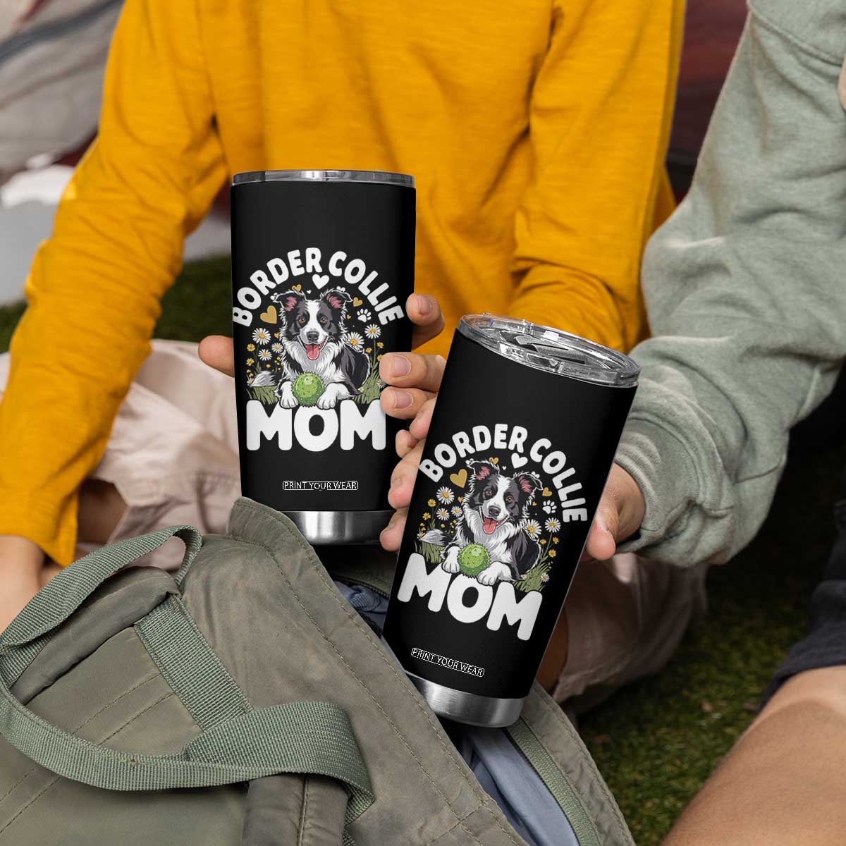 Cute Border Collie Mom Tumbler Cup Flower Floral Dog Lover Gift