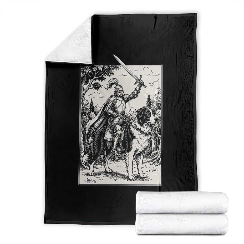Funny Medieval Knight Border Collie Rider Throw Blanket Renaissance Fantasy Dog Lover Gift TS12 Black Print Your Wear
