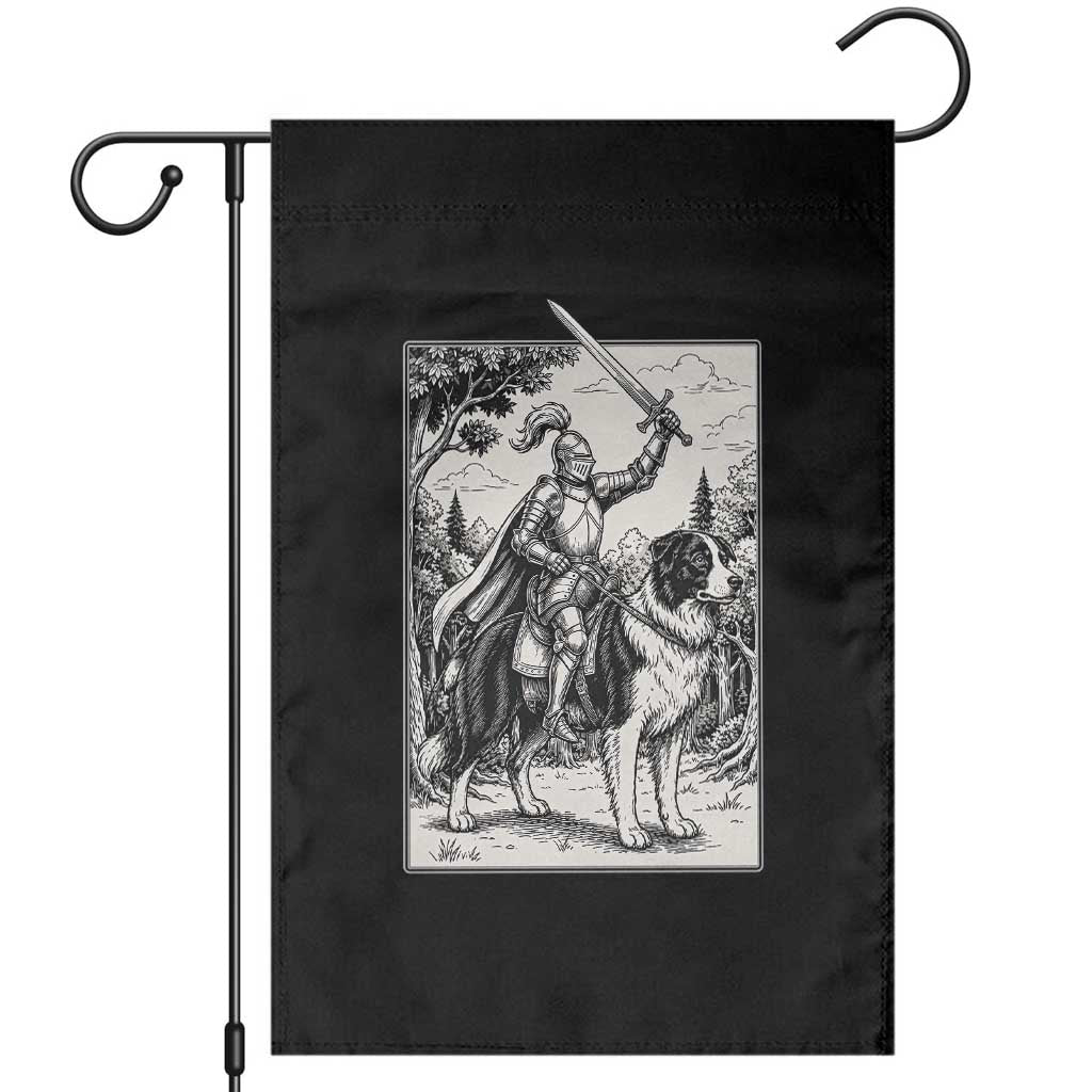 Funny Medieval Knight Border Collie Rider Garden Flag Renaissance Fantasy Dog Lover Gift TS12 Black Print Your Wear