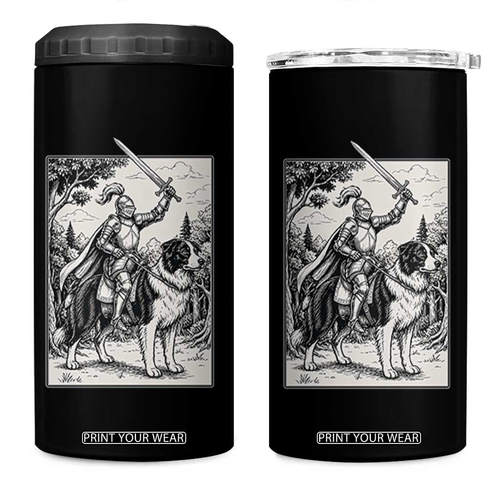 Funny Medieval Knight Border Collie Rider 4 in 1 Can Cooler Tumbler Renaissance Fantasy Dog Lover Gift TS12 One Size: 16 oz Black Print Your Wear