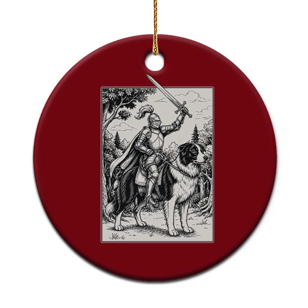 Funny Medieval Knight Border Collie Rider Ceramic Ornament Renaissance Fantasy Dog Lover Gift TS12 1pc Red Print Your Wear