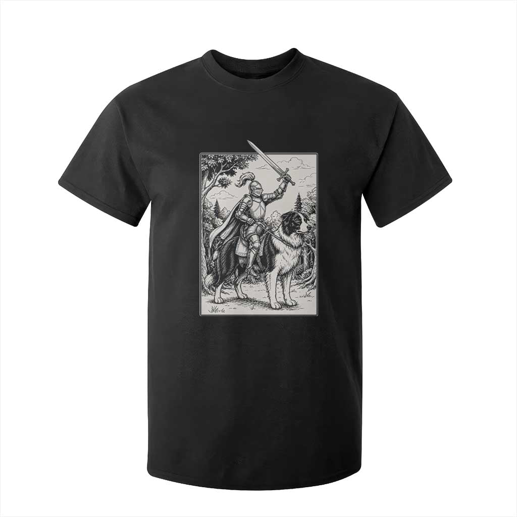 Funny Medieval Knight Border Collie Rider T Shirt For Kid Renaissance Fantasy Dog Lover Gift TS12 Black Print Your Wear