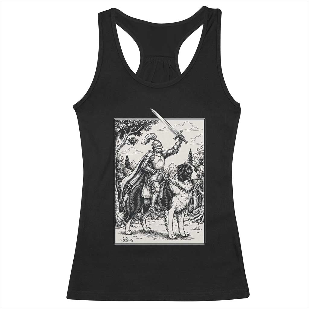Funny Medieval Knight Border Collie Rider Racerback Tank Top Renaissance Fantasy Dog Lover Gift TS12 Black Print Your Wear