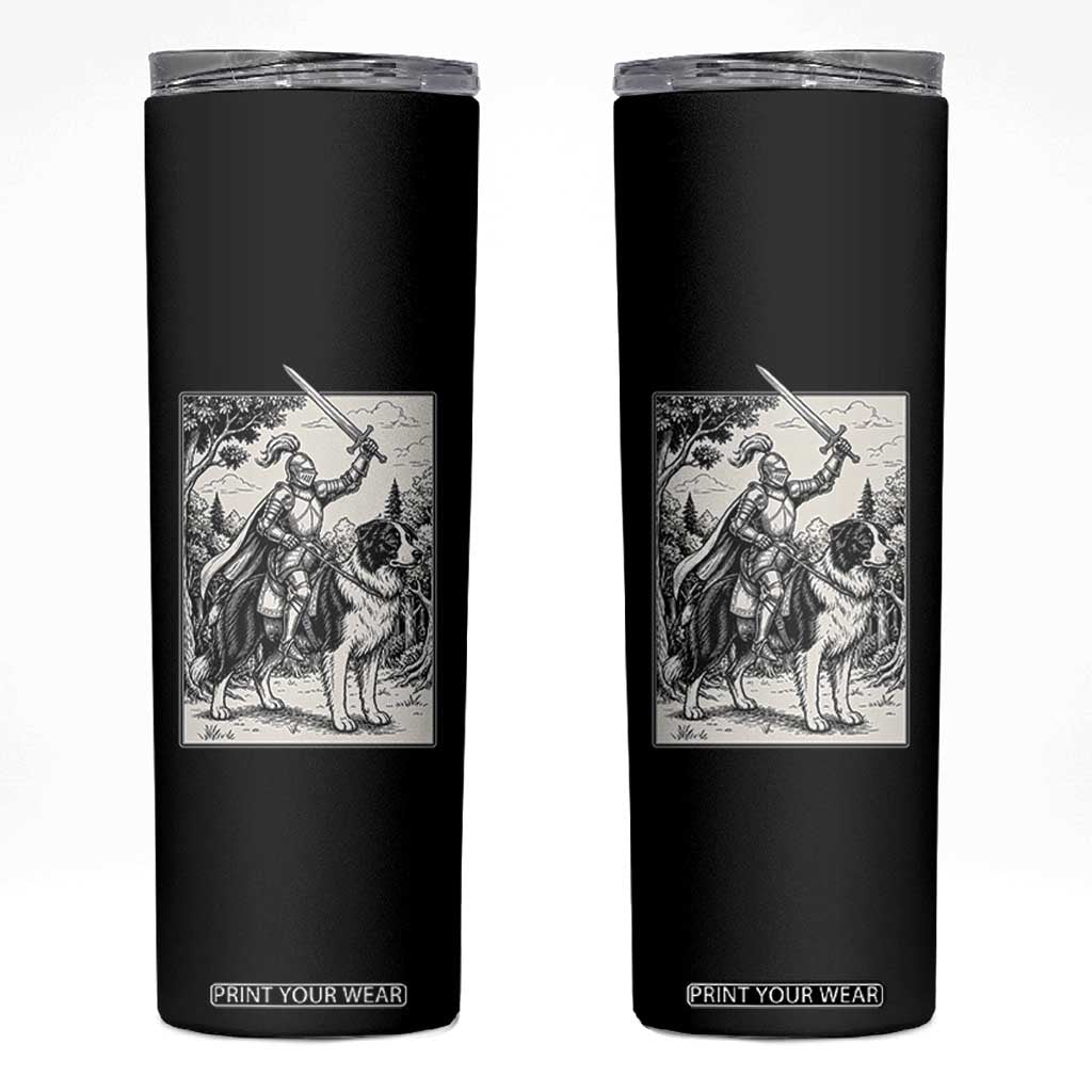 Funny Medieval Knight Border Collie Rider Skinny Tumbler Renaissance Fantasy Dog Lover Gift TS12 Black Print Your Wear
