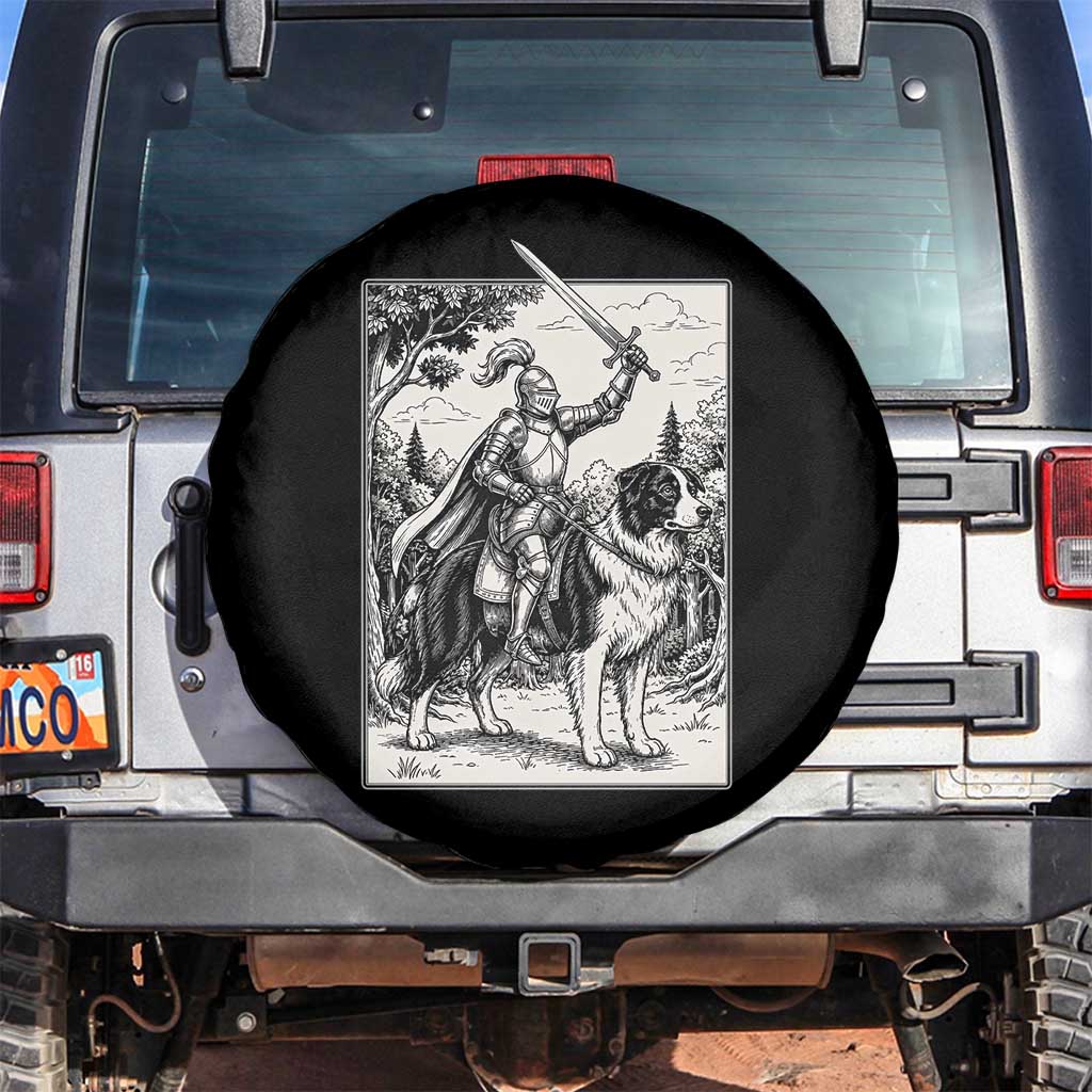 Funny Medieval Knight Border Collie Rider Spare Tire Cover Renaissance Fantasy Dog Lover Gift TS12 No hole Black Print Your Wear