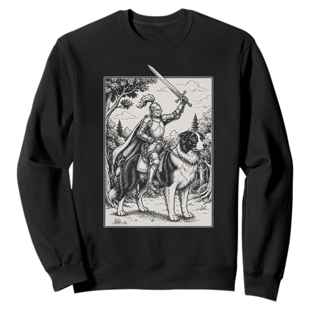 Funny Medieval Knight Border Collie Rider Sweatshirt Renaissance Fantasy Dog Lover Gift TS12 Black Print Your Wear
