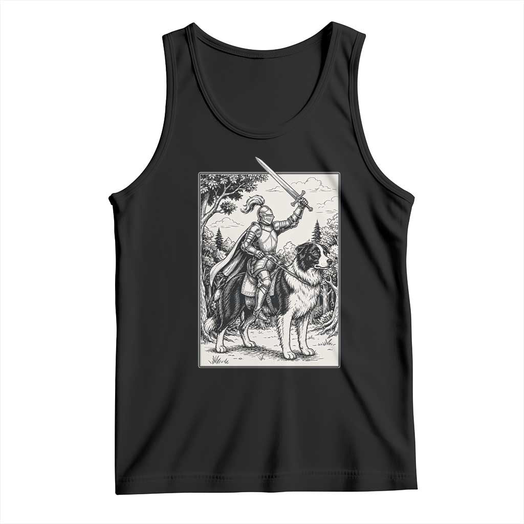 Funny Medieval Knight Border Collie Rider Tank Top Renaissance Fantasy Dog Lover Gift TS12 Black Print Your Wear