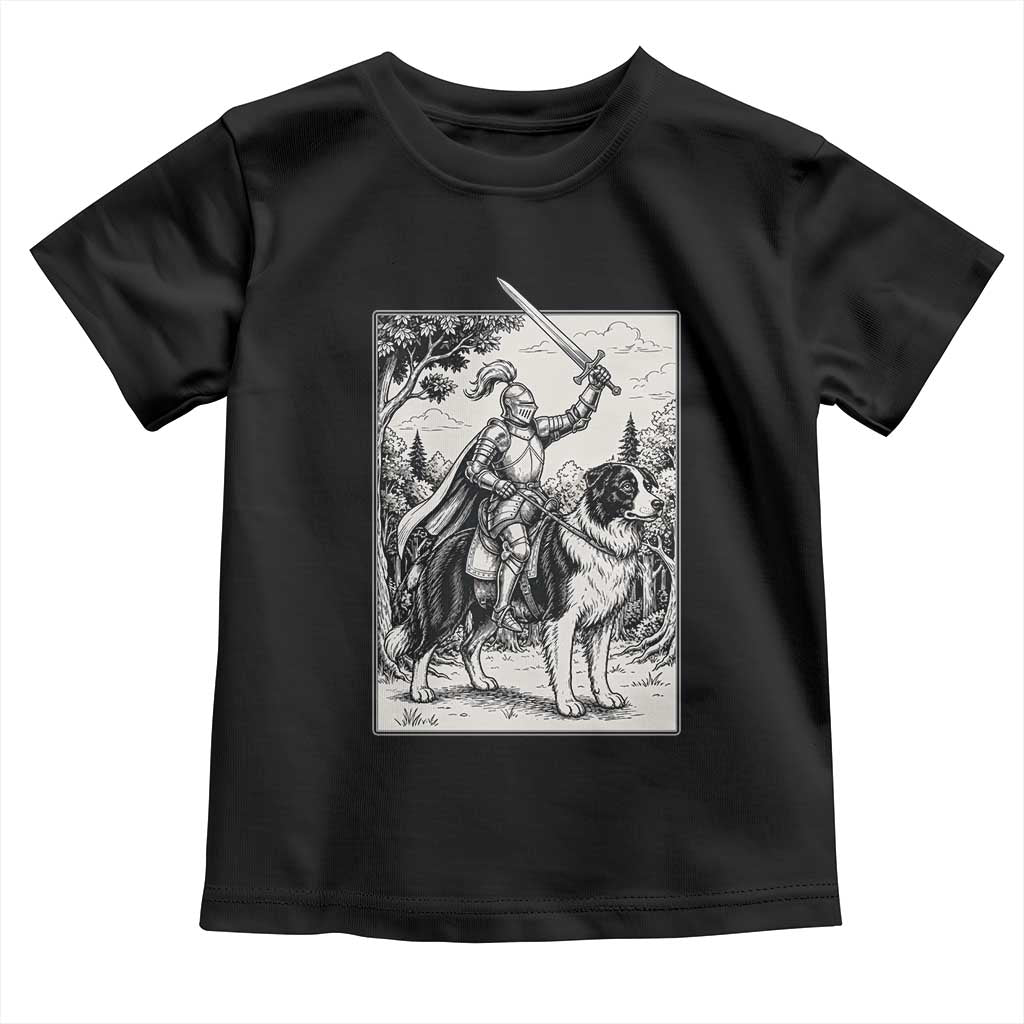 Funny Medieval Knight Border Collie Rider Toddler T Shirt Renaissance Fantasy Dog Lover Gift TS12 Black Print Your Wear