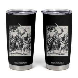 Funny Medieval Knight Border Collie Rider Tumbler Cup Renaissance Fantasy Dog Lover Gift