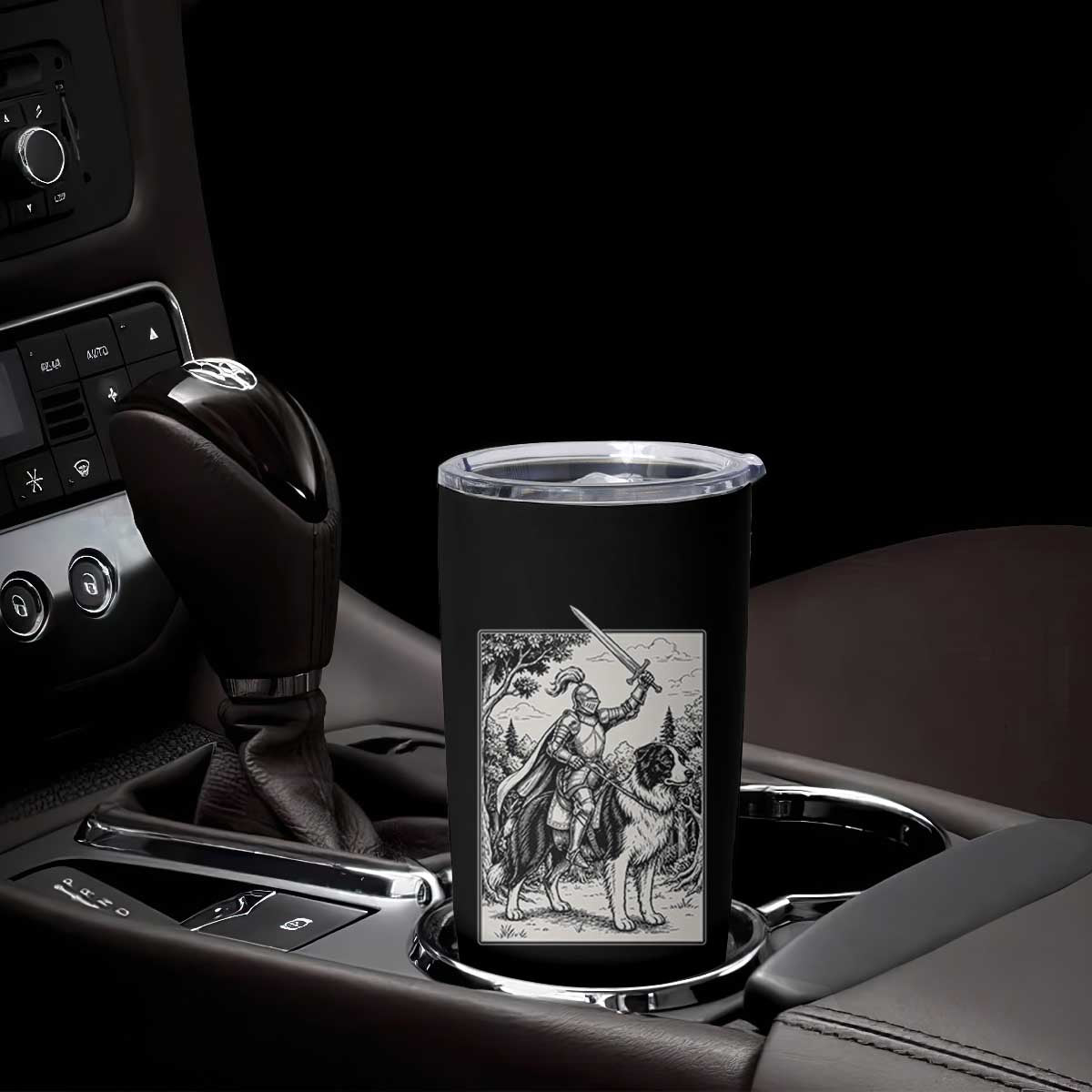 Funny Medieval Knight Border Collie Rider Tumbler Cup Renaissance Fantasy Dog Lover Gift