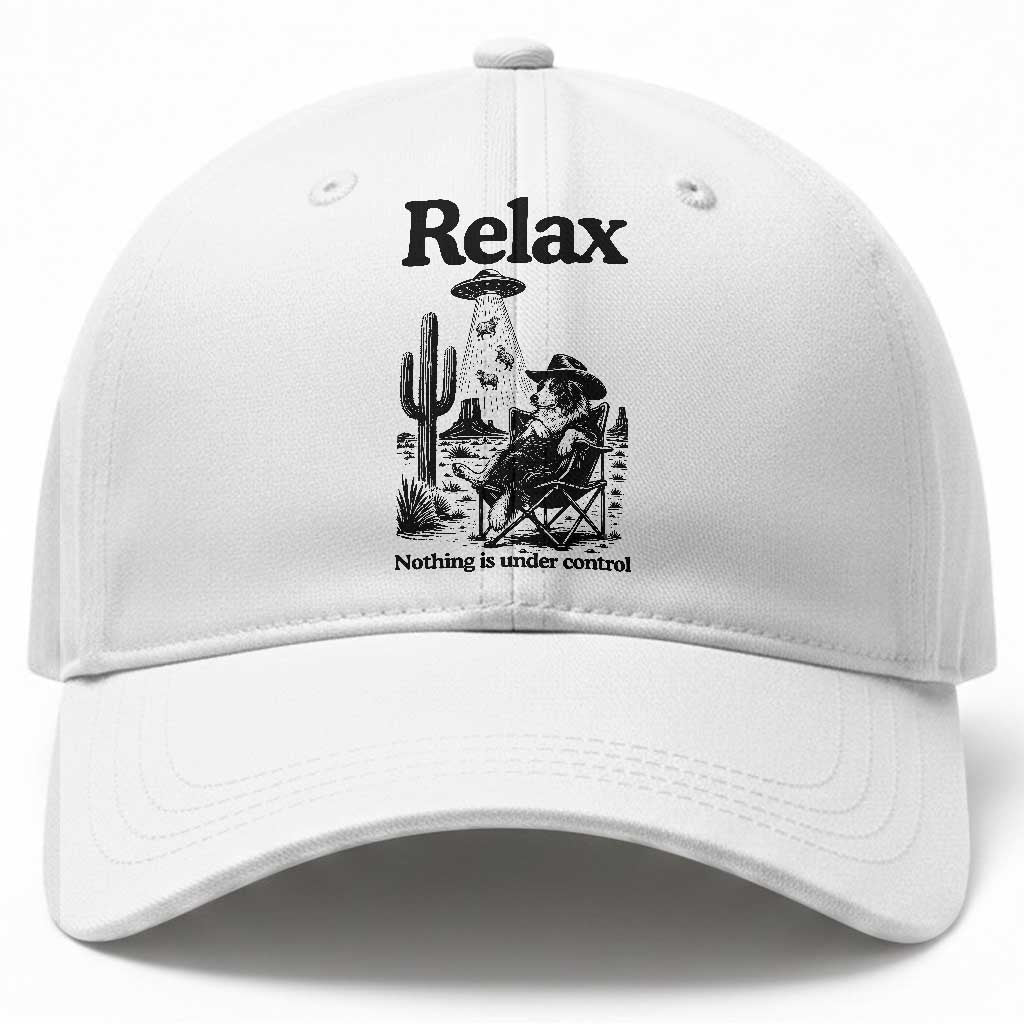 Funny Border Collie UFO Sheep Farmer Baseball Cap Relax Nothing Is Under Control Alien Dog Lover Gift TS12 Print Your Wear