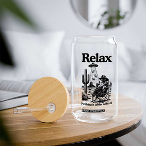 Funny Border Collie UFO Sheep Farmer Glass Can Relax Nothing Is Under Control Alien Dog Lover Gift