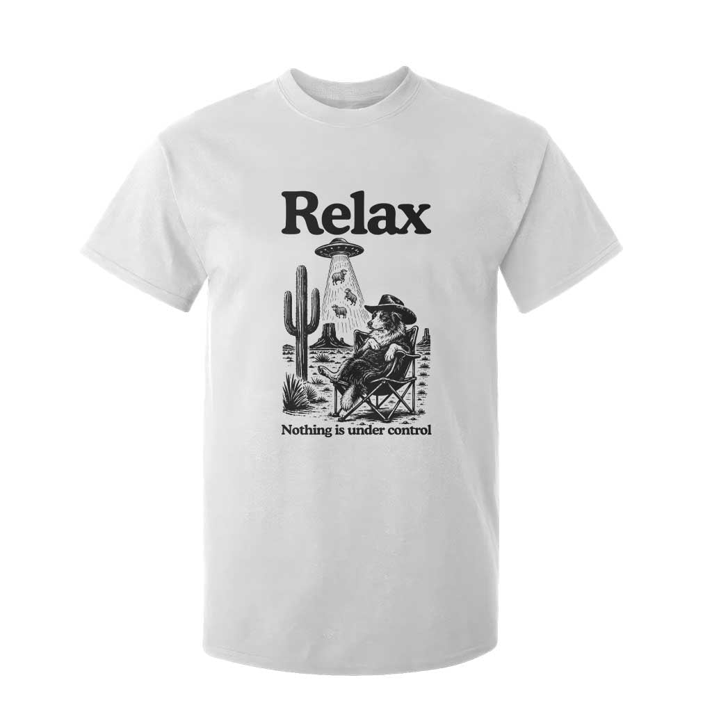 Funny Border Collie UFO Sheep Farmer T Shirt For Kid Relax Nothing Is Under Control Alien Dog Lover Gift TS12 White Print Your Wear